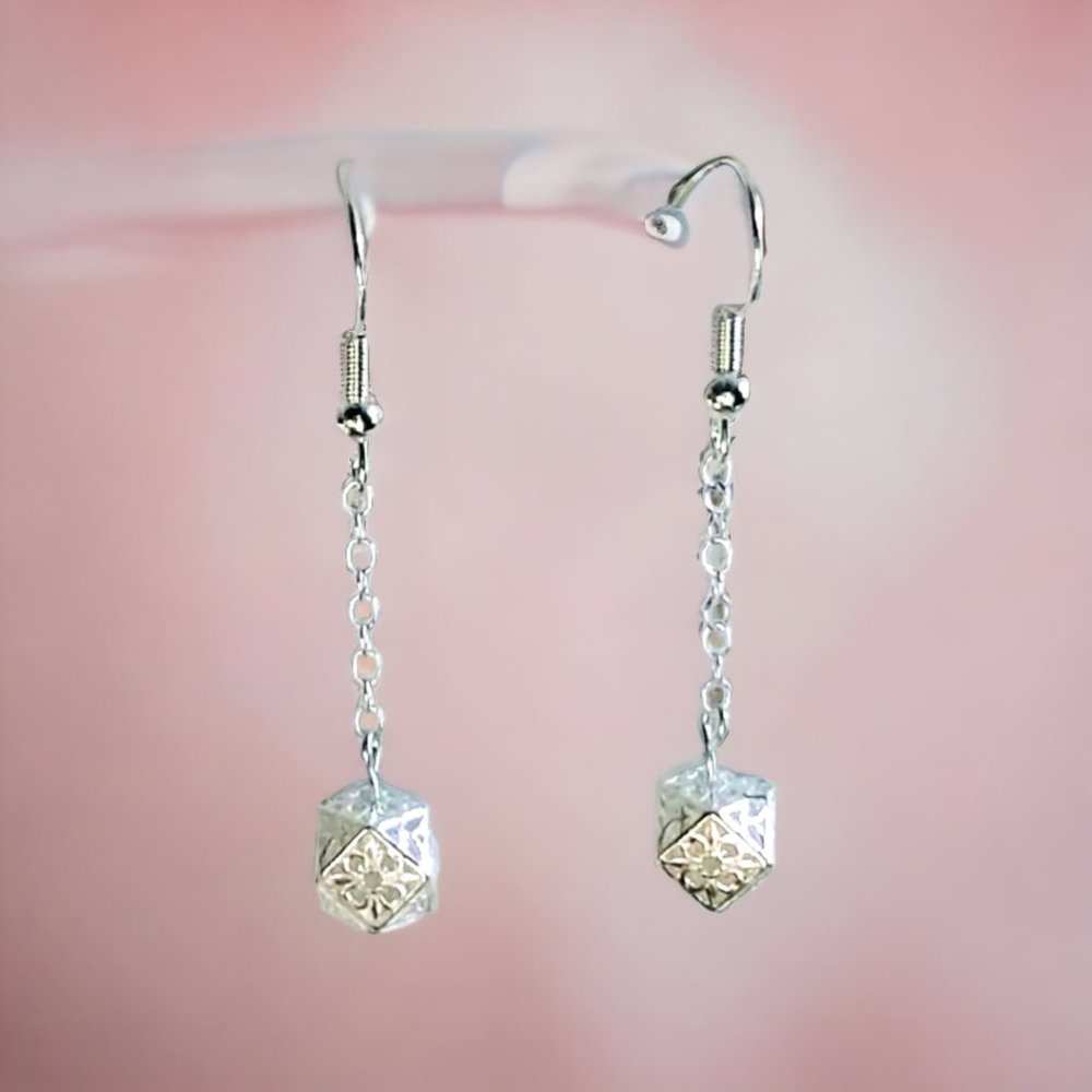 Sterling Silver and Octagonal Bead Earrings